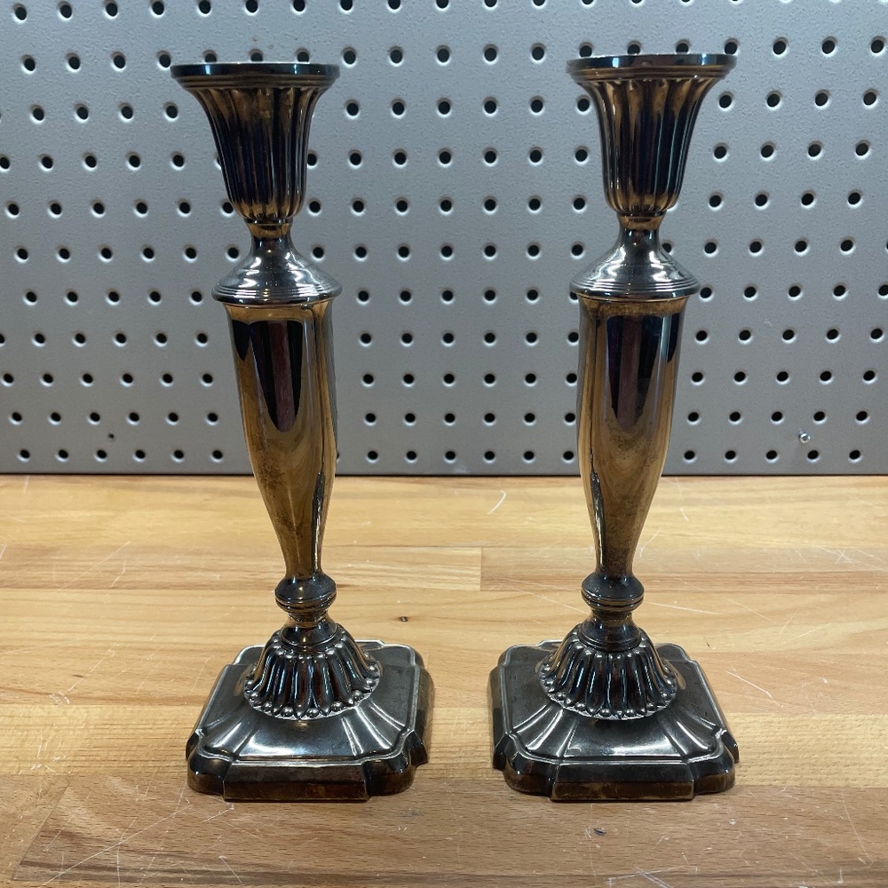 Two  Medium Height Candlestick Holders
